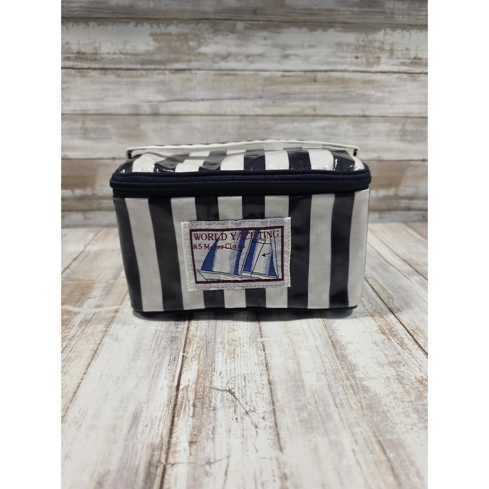 Living Things Mfg Co World Yachting Striped Toiletry Bag Navy White NWT